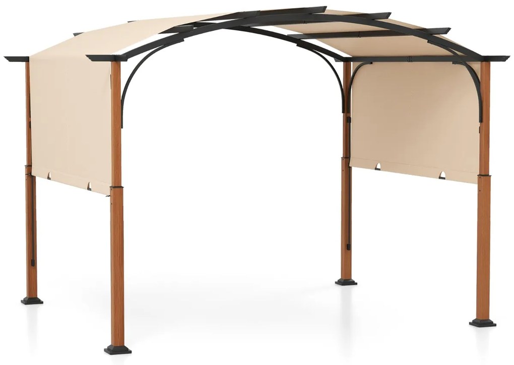 Pergola 3,6 x 3 m so zaťahovacou strechou Vodotesný robustný zimný pavilón béžová Barva: Béžová