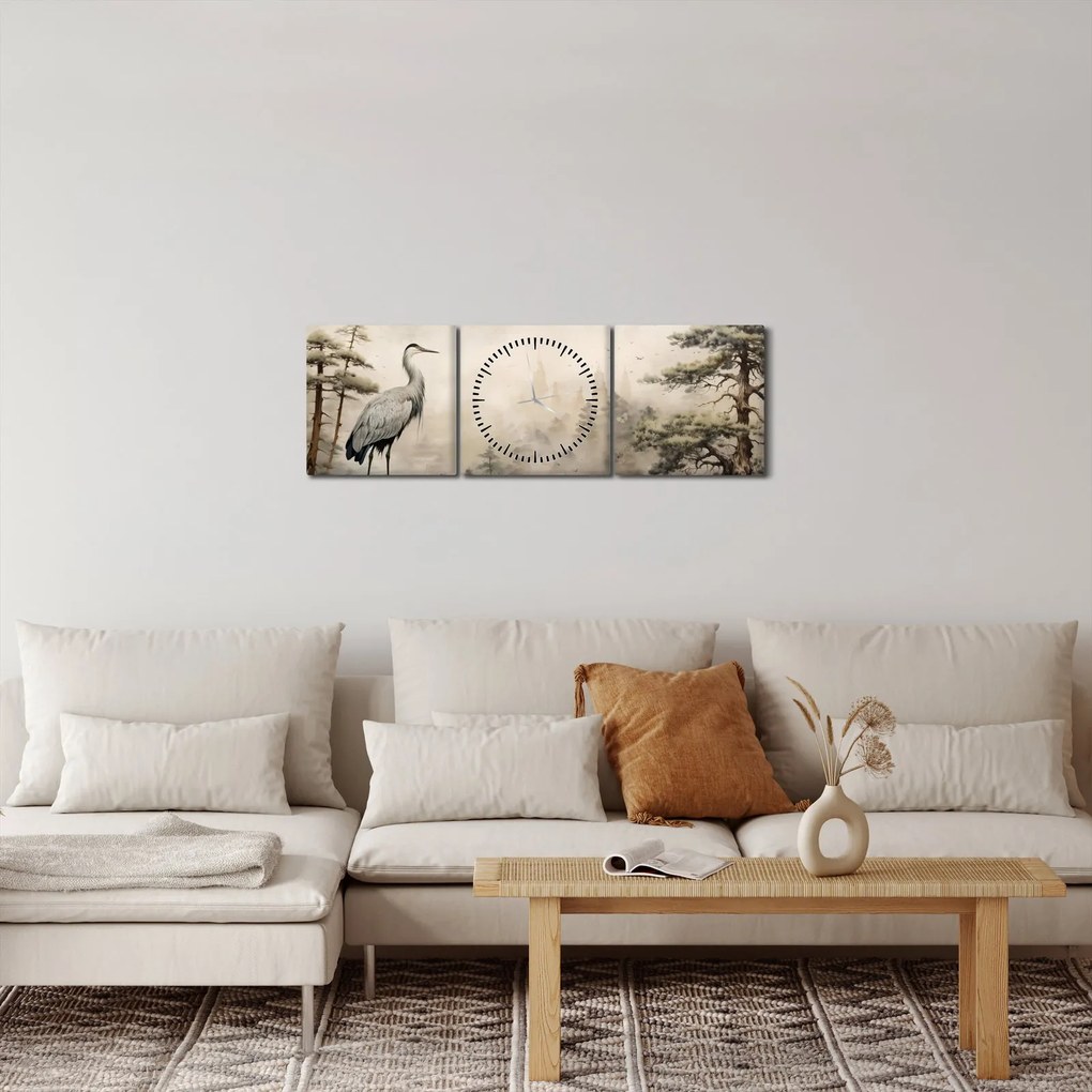 Obraz - Kreslená krajina (s hodinami) (90x30 cm)