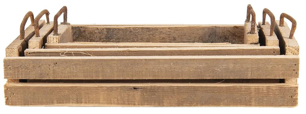 Dekoratívne podnosy z recyklovaného dreva s kovovými ušami (3 ks) - 40 * 25 * 11/35 * 16 * 10/25 * 7 * 10 cm