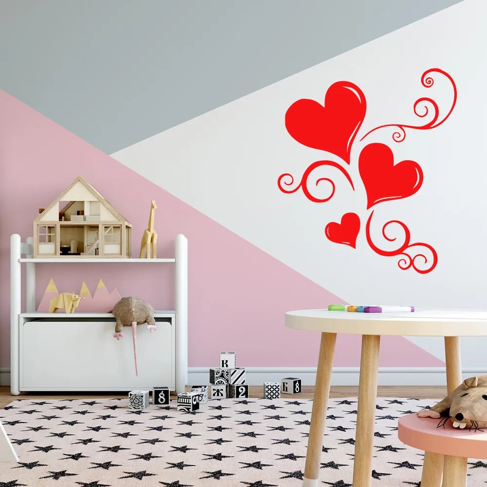 GLIX Ornament so srdiečkami - samolepka na stenu Biela 50 x 60 cm