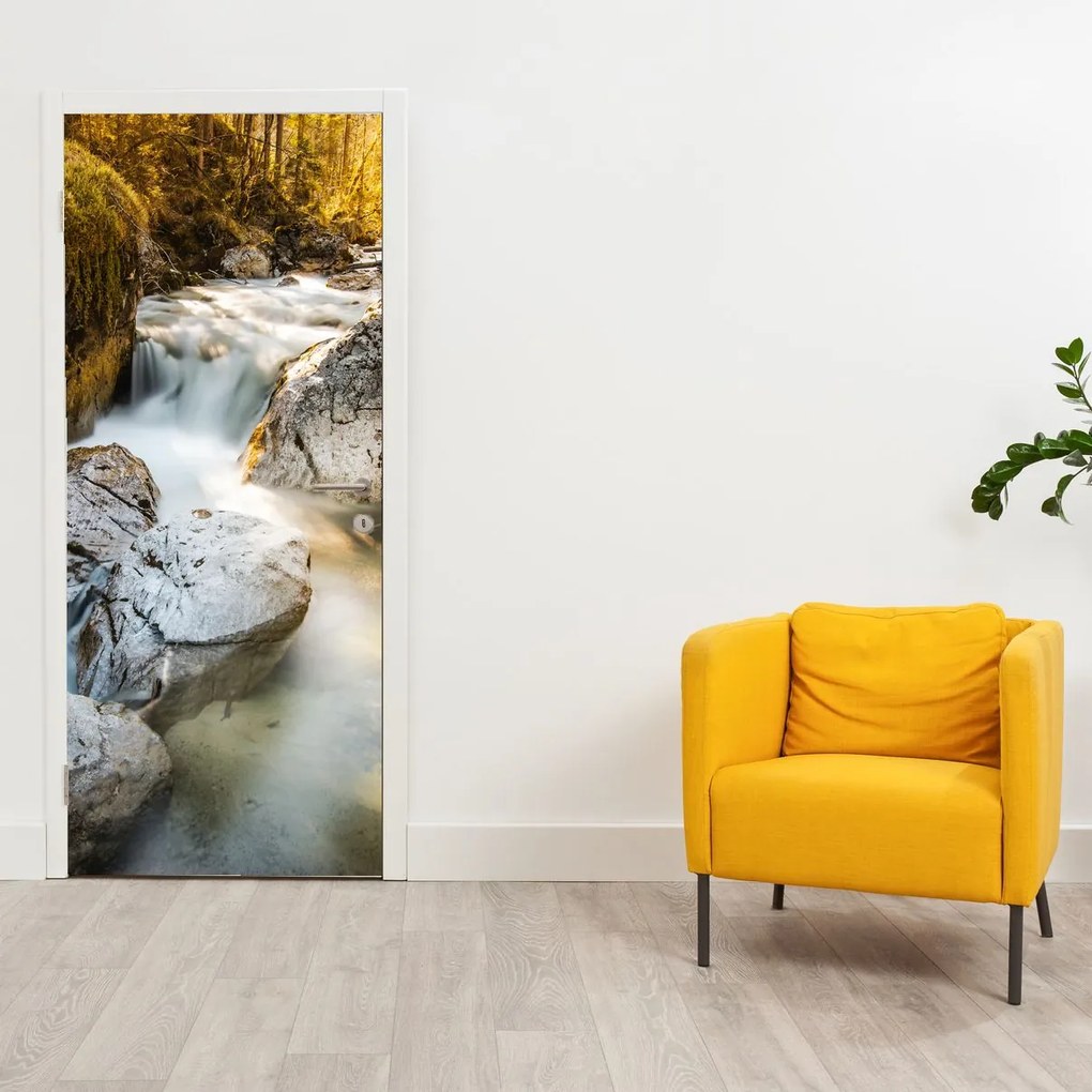 Fototapeta na dvere - Lesný potok (95x205cm)