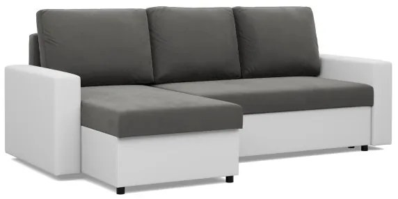 Rohová rozkladacia sedačka LUNA popolová / biela