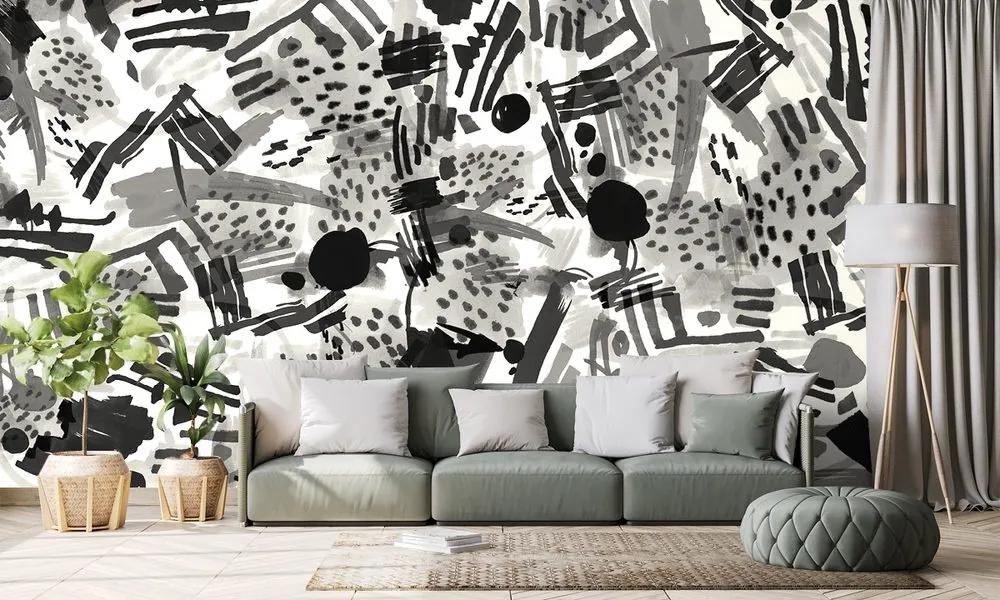 Samolepiaca tapeta čiernobiela pop art abstrakcia - 225x150