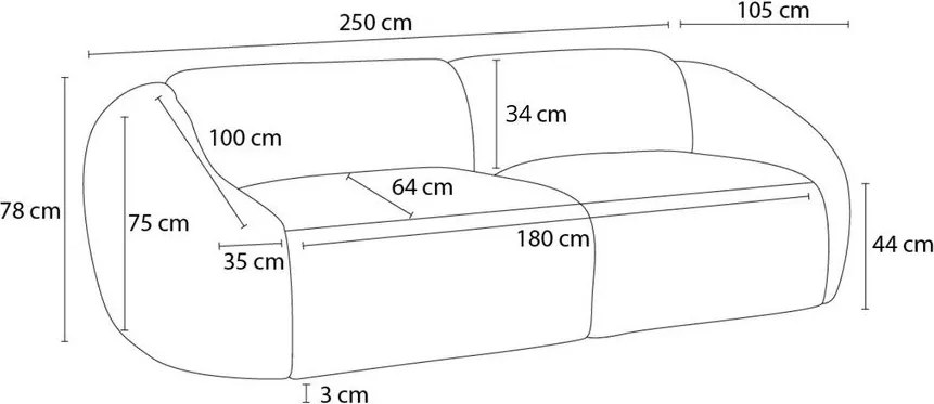 Tmavomodrá menčestrová pohovka 250 cm Tina – Bobochic Paris