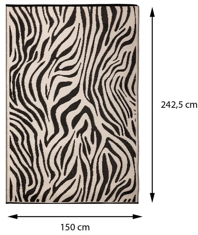 Esschert Design Koberec Zebra, 150x242,5 cm, biela/čierna