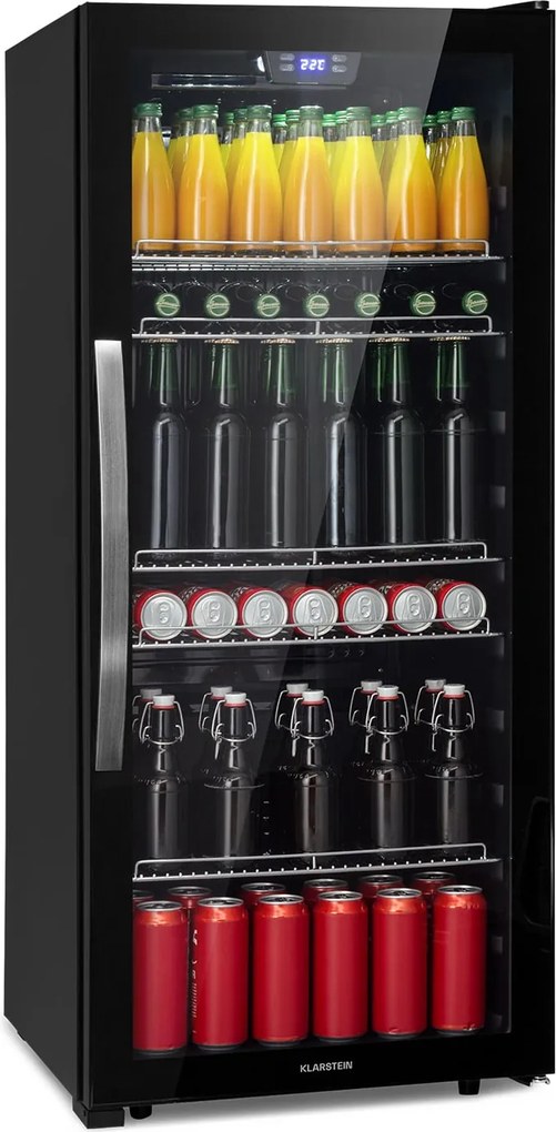 Klarstein Beersafe 7XL, chladnička, 242 l, 5 políc, panoramatické sklenené dvere, nehrdzavejúca oceľ