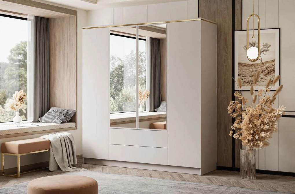 ŠATNÍKOVÁ SKRIŇA NESSIE KAŠMÍR 4D2 PUSH + ZRKADLÁ