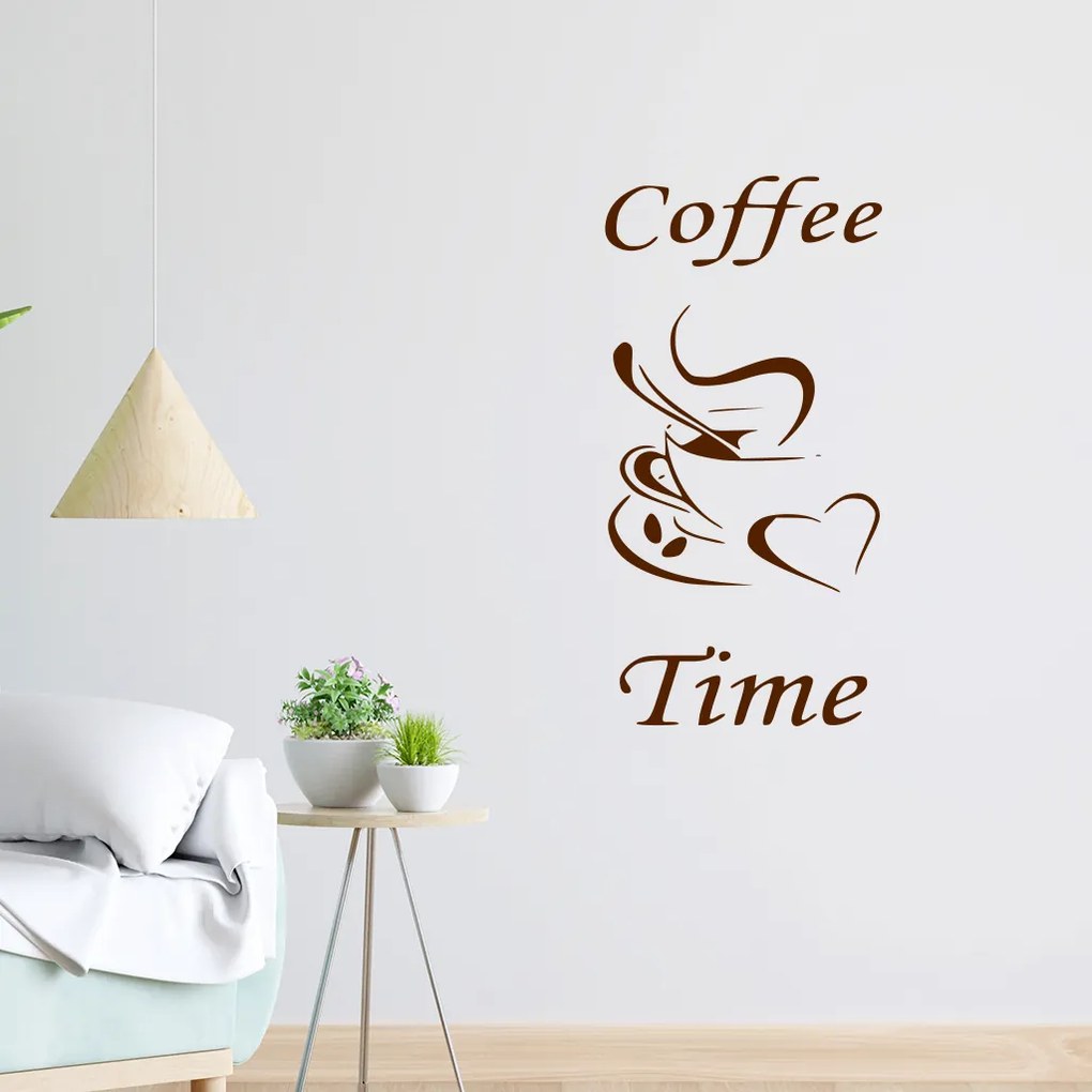 Veselá Stena Samolepka Coffee time Farba: fialová, Veľkosť: 80 x 40 cm