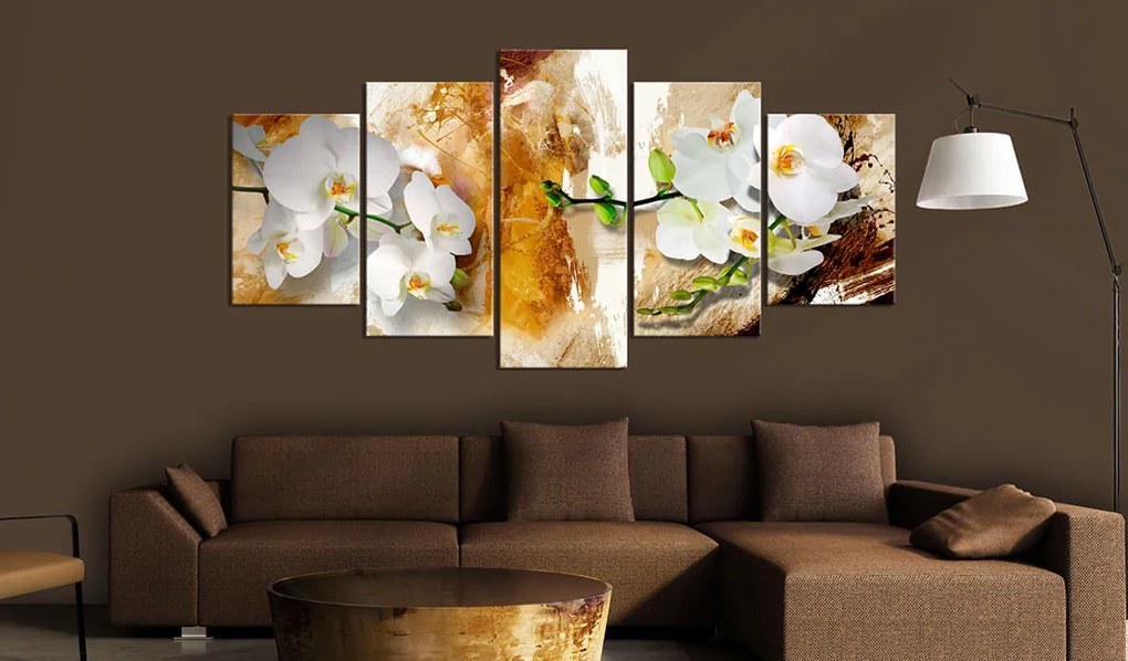 Artgeist Obraz - Brown Paint and Orchid Veľkosť: 200x100, Verzia: Premium Print