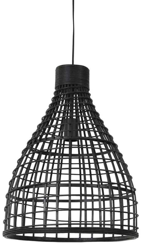 Čierne ratanové závesné svetlo Puerto - Ø 40*51cm