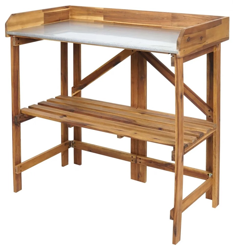 Stôl na rastliny HWC-L18, akáciové drevo - hnedá