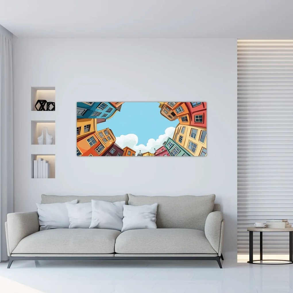 Obraz - Medzi domami (120x50 cm)