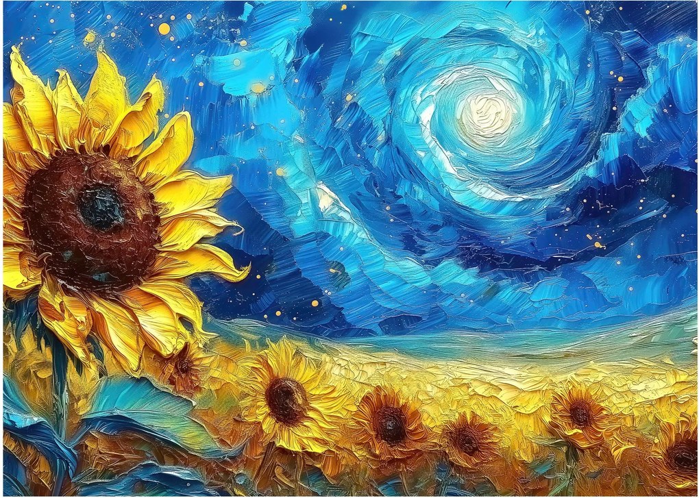 Sklenený obraz - Maľba slnečníc (70x50 cm)
