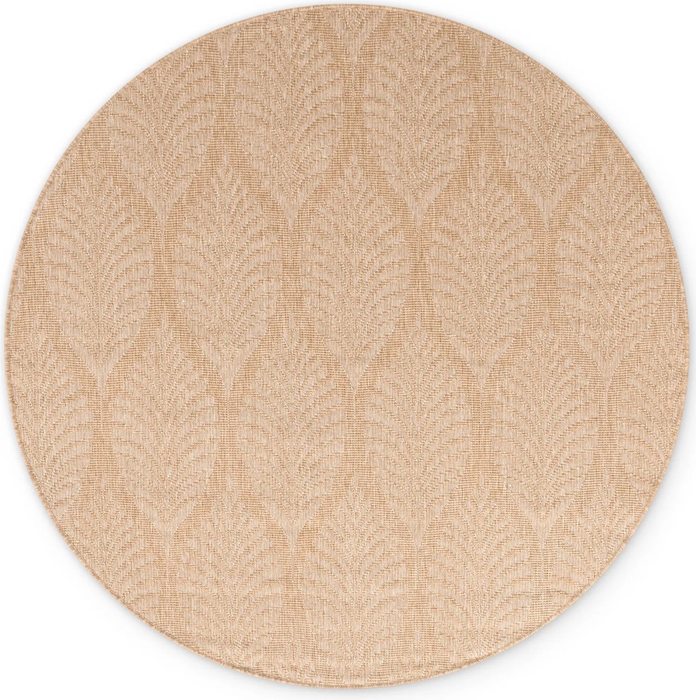 NORTHRUGS, Kusový koberec Duet Liora 106247 Beige/White kruh - na von aj na doma, 160x160 (priemer) kruh, béžová, chodba / predsieň
