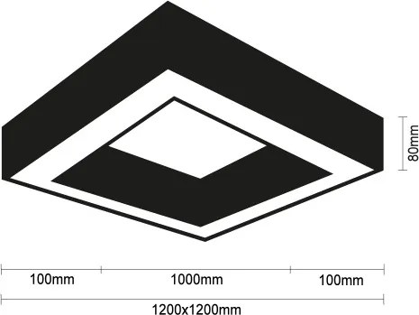 LED stropné svietidlo LED/150W/230V 3000/4000/6500K 120x120 cm čierne