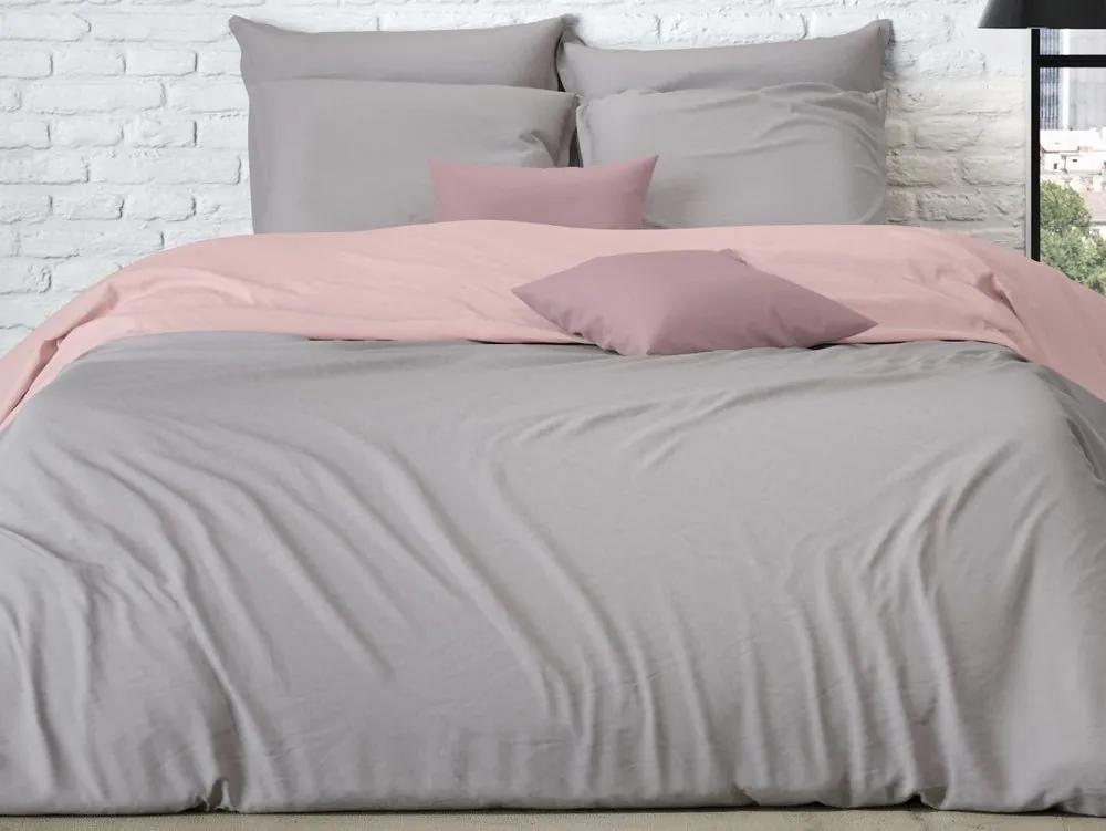 Mistral Home obliečka bavlnený perkál Doubleface sivo-béžová/pudrová rúžová - 240x220 / 2x70x90 cm