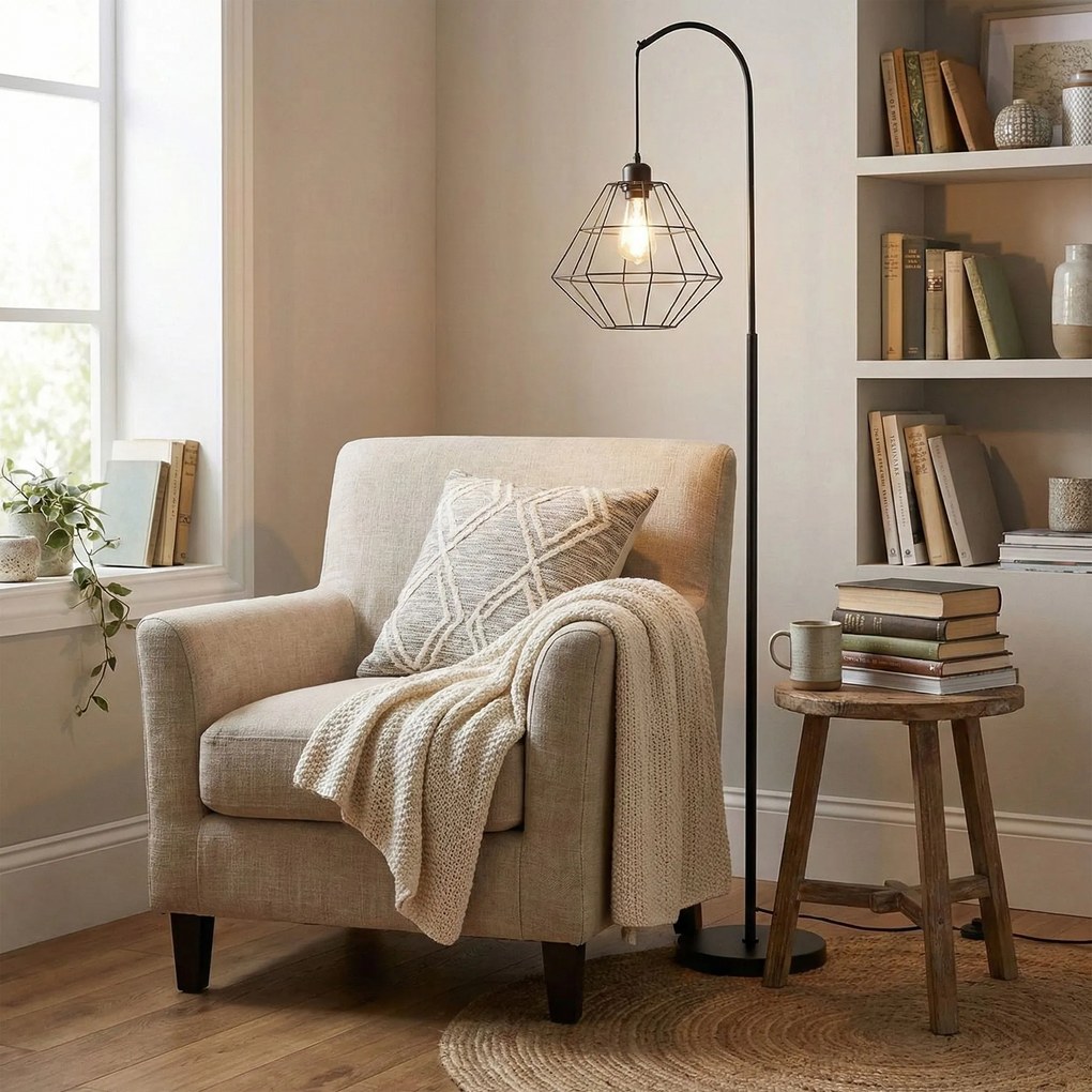 Toolight - Podlahová lampa 1xE27 60W APP538-1F, čierna, OSW-04898