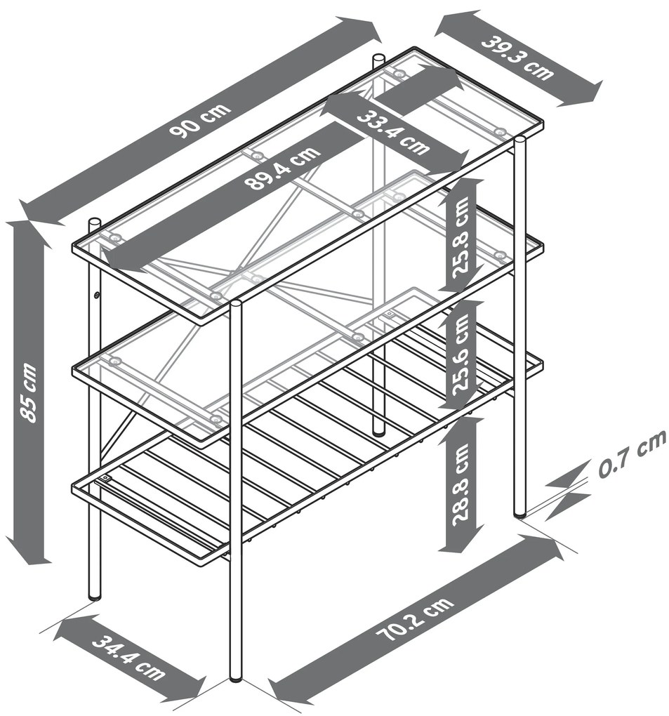 Konzolový stolík, šírka cca 90 cm