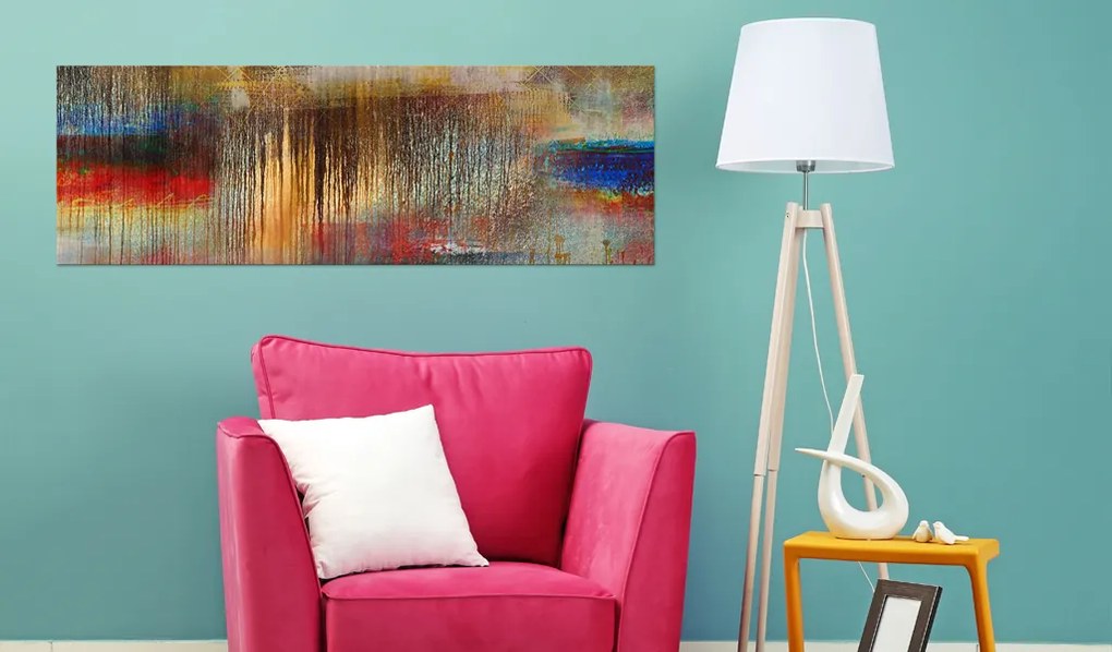 Artgeist Obraz - Colourful Rainstorm Veľkosť: 135x45, Verzia: Na talianskom plátne