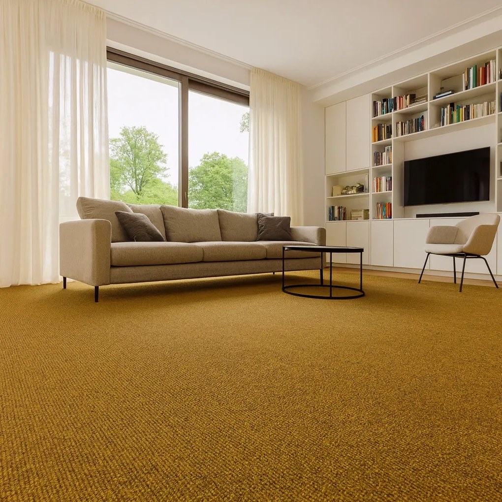 Vopi, Metrážny koberec Alassio zlatohnedý - neúčtujeme odrezky z role, na mieru, šíře 1,33m,1m,2m,3m,4m,na mieru, neúčtujeme odrezky, hnedá, filc, chodba / predsieň