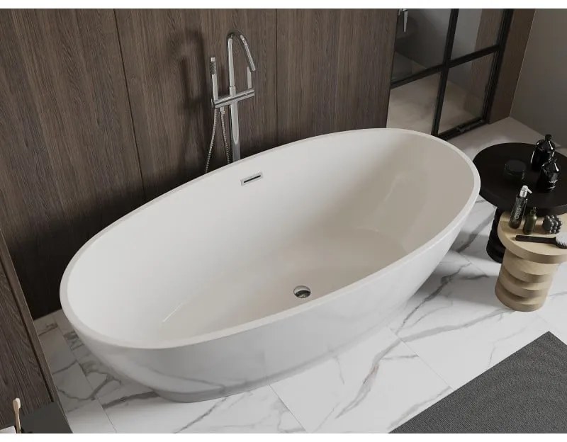 Mexen Bilbao, voľne stojaca vaňa 180 x 90 cm, biela, chrómový prepad, 51311809000-01