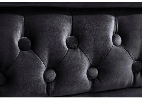 Sedacia súprava 40733 Chesterfield 3-sedenie Zamat Čierna  - Komfort-nábytok