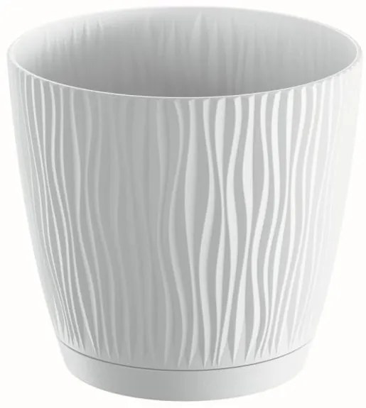 Prosperplast Kvetináč Sandy s miskou biely, varianta 10,8 cm