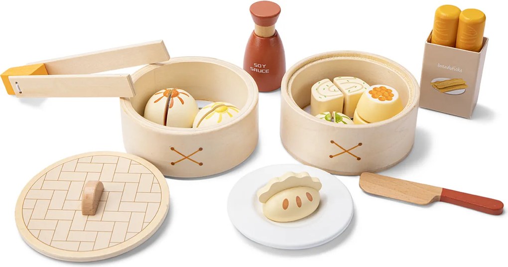 Drevená detská súprava inšpirovaná ázijskou kuchyňou dim sum