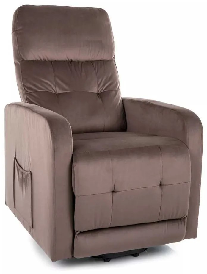 Polohovacie kreslo Lennox II Velvet, hnedá