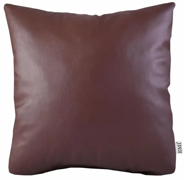 Vankúš hnedý ekokoža EMI, Vankúš 45x45 cm