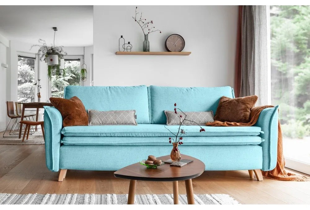 Svetlomodrá rozkladacia pohovka 225 cm Charming Charlie – Miuform