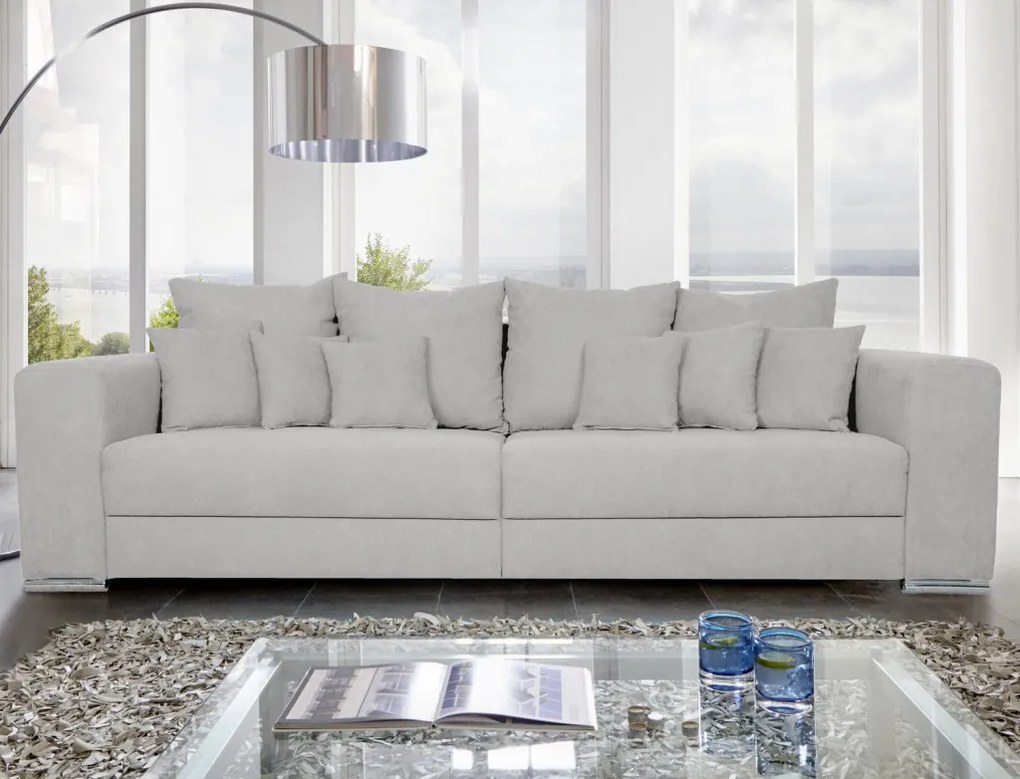 Široká pohovka Rosa, svetlo šedá látka