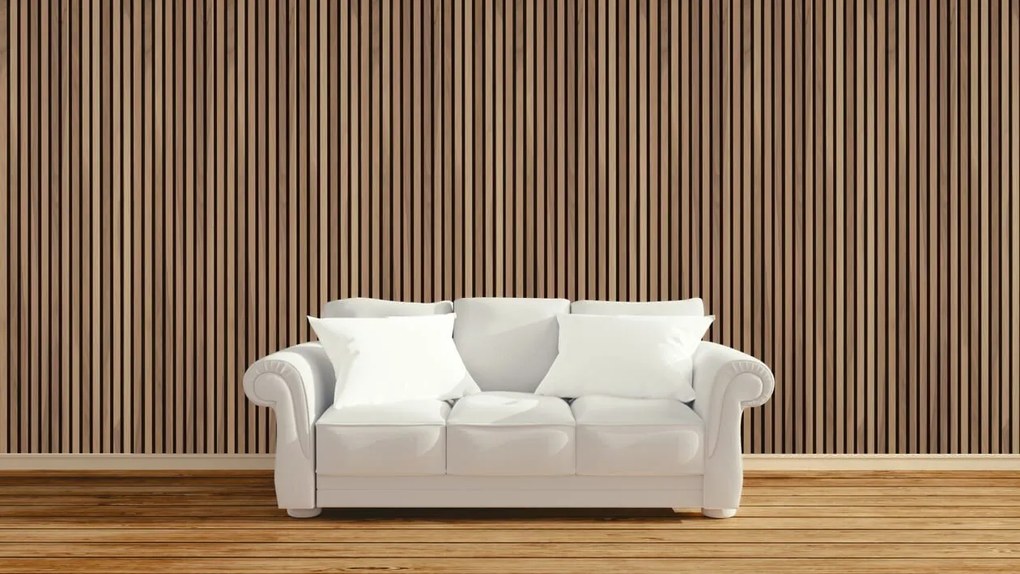 Drevený akustický panel, 2400 x 600 mm, čierny podklad, orech