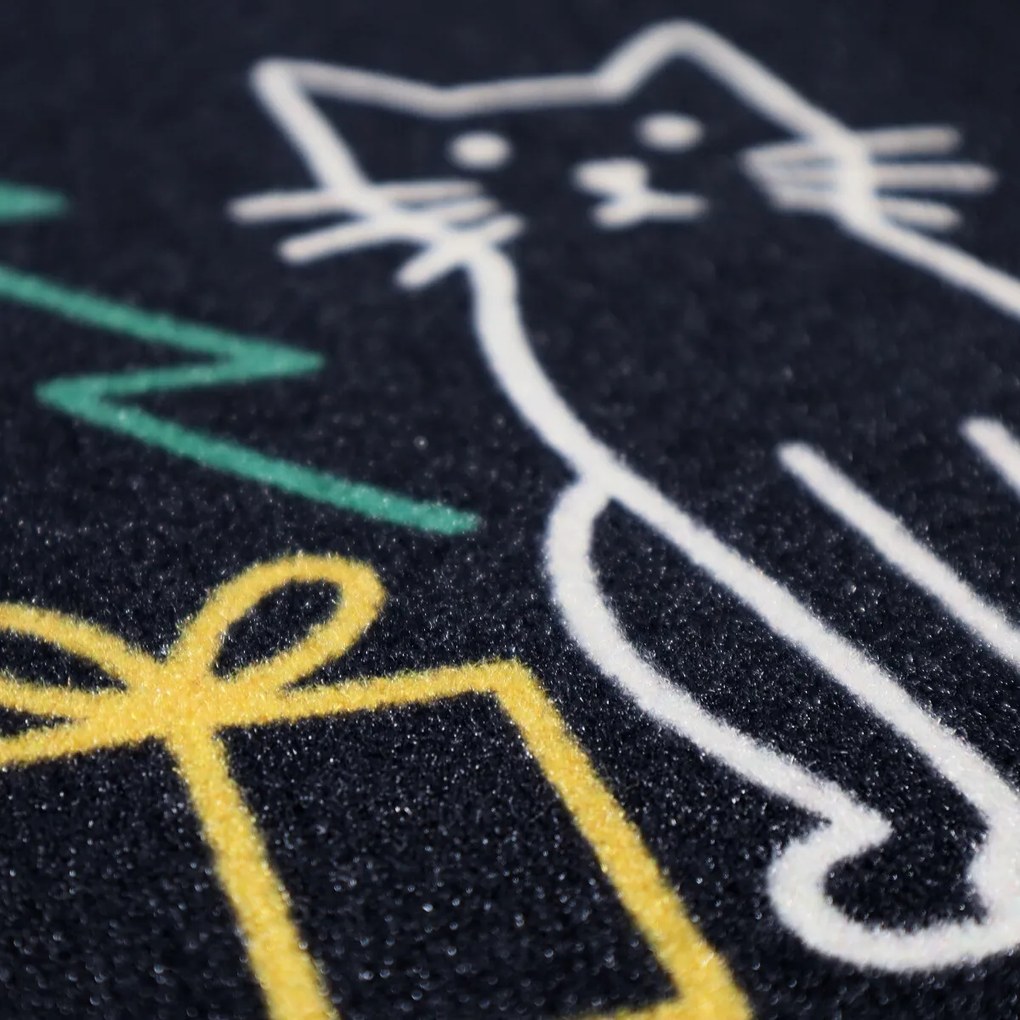 Rohožka Vianoce pri Psíku a mačičky 40x60 cm, 40x60, čierna, Mercury Flooring