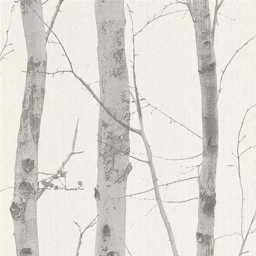 Vliesové tapety na stenu Natural Living 6305-10, rozmer 10,05 m x 0,53 cm, kmeny stromov sivé s trblietkami, Erismann