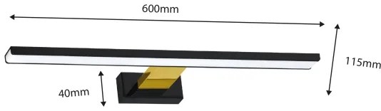 LED kúpeľňové osvetlenie zrkadla SHINE LED/13,8W/230V 60 cm IP44 čierna/zlatá