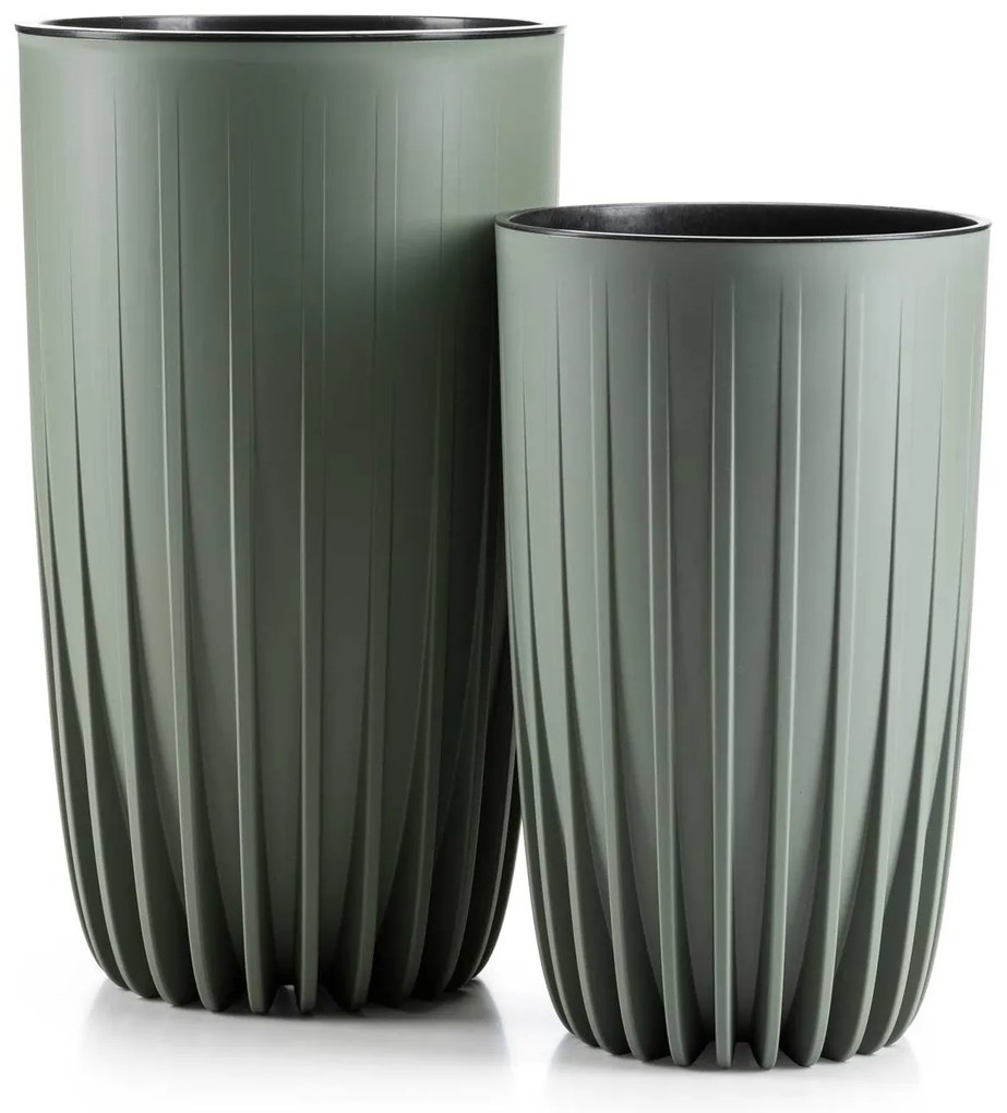 PLASTOVÝ KVETINÁČ STRIPPED 25X42 CM ZELENÁ
