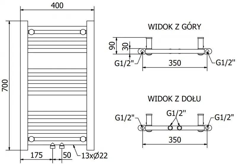 Mexen Mars, elektrické vykurovacie teleso 700x400 mm + vykurovacia tyč 300 W, chrómová, W110-0700-400-2300-01
