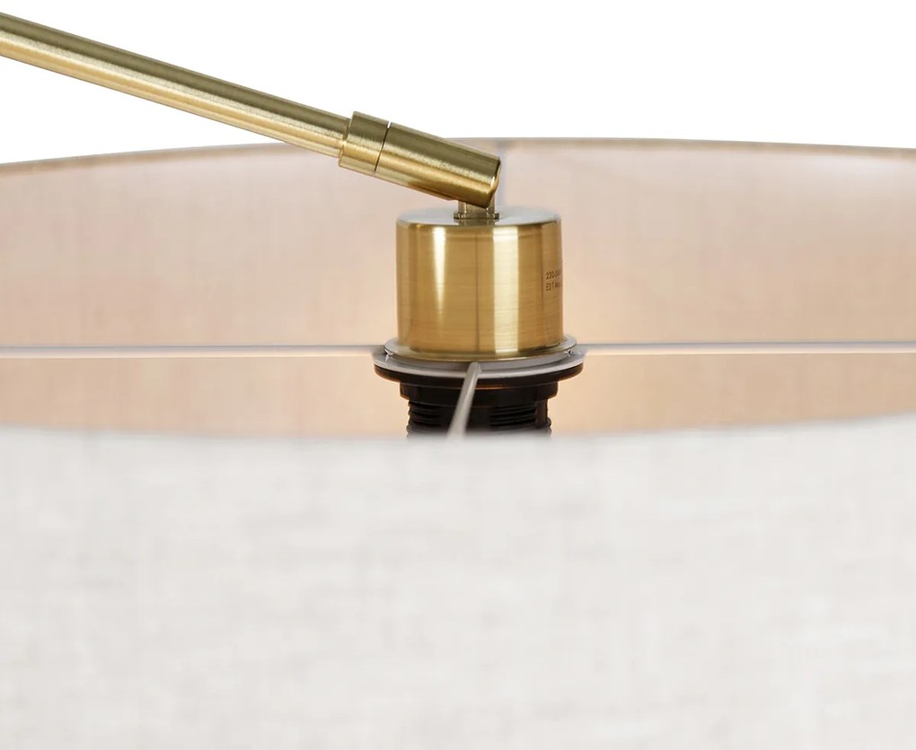 Stojaca lampa zlatá so svetlosivým tienidlom 50 cm nastaviteľná - Editor