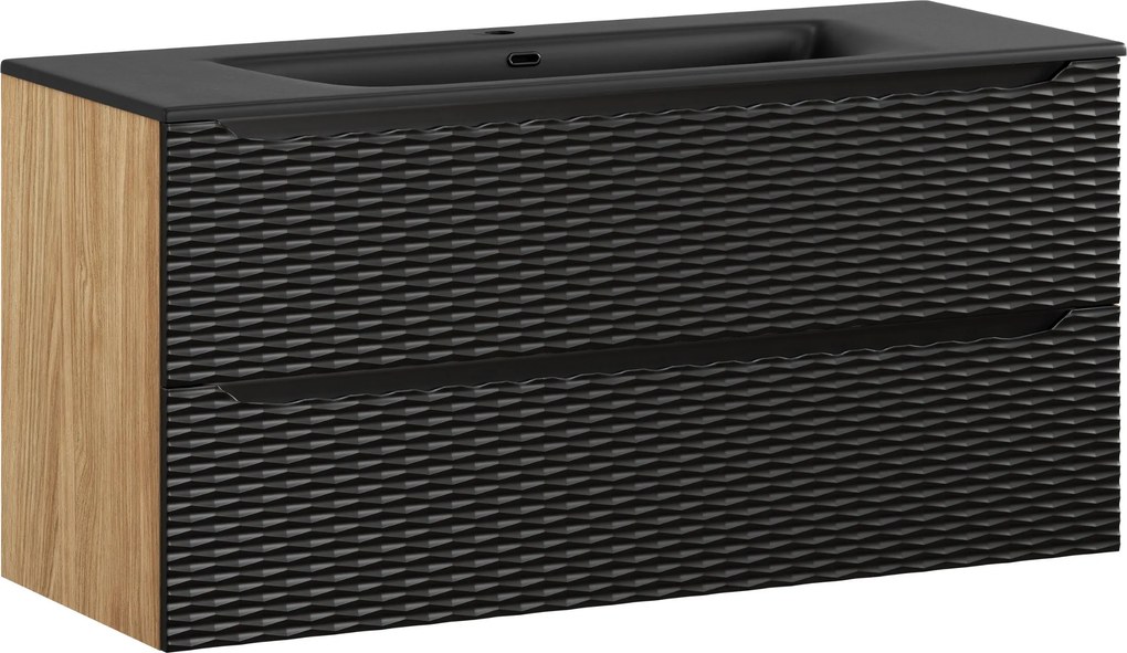 Comad Kúpeľňová skrinka s keramickým umývadlom Ocean Black III 120 cm - čierna mat