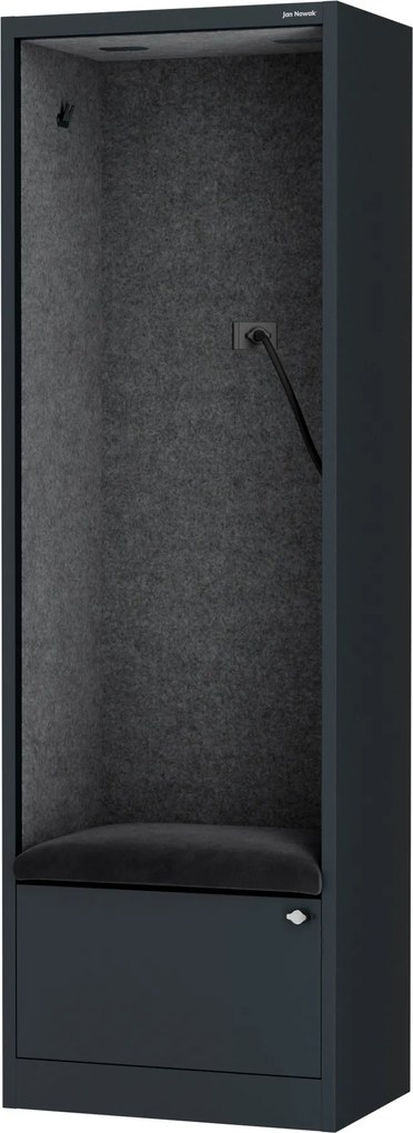 Akustická kabína SALLY MentalBox 600 mm – antracitový korpus, tmavosivé sedadlo