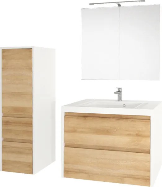 Mereo Opto, kúpeľňová skrinka s umývadlom z liateho mramoru 121 cm, dub Riviera, MER-CN923M