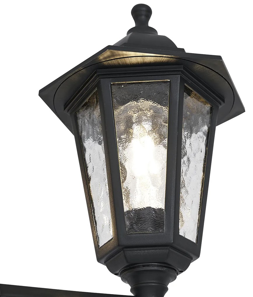 Klasické vonkajšie stĺpikové svietidlo čierne 217 cm IP44 - New Haven Hammered