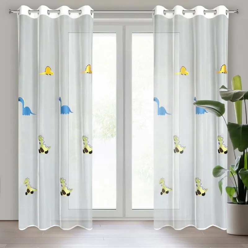 DECOREUM Záves zdobený výšivkou s detským vzorom 140 x 250 cm biela 106336