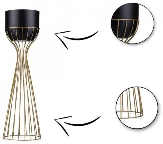 Kovový kvetináč LOFT 56x20 cm zlatá/čierna