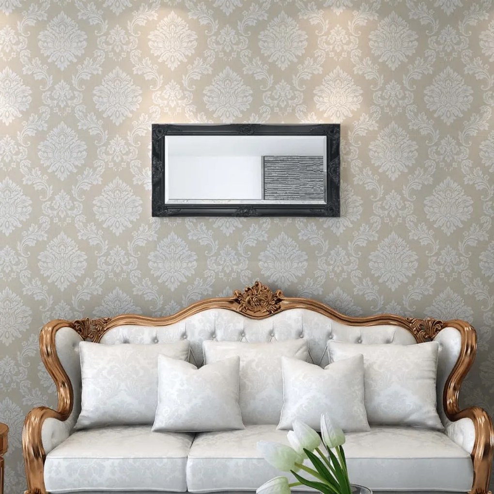 vidaXL Nástenné zrkadlo v barokovom štýle, 100x50 cm, čierne