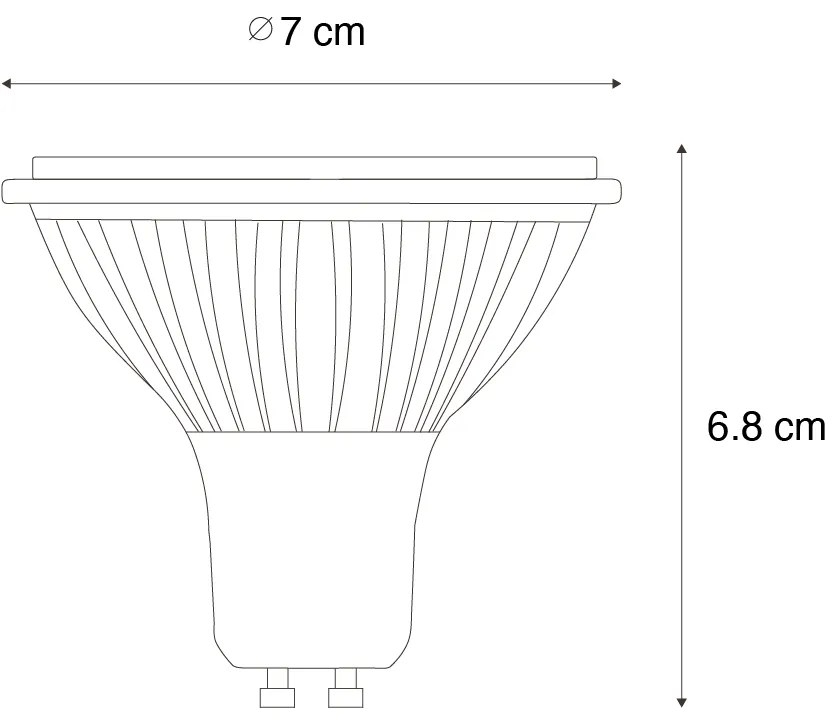 GU10 Stmievateľná LED žiarovka 70mm 6.5W 600LM 3000K