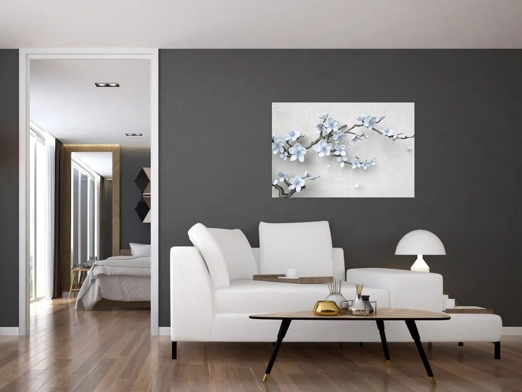 Obraz modrých kvetov (90x60 cm)