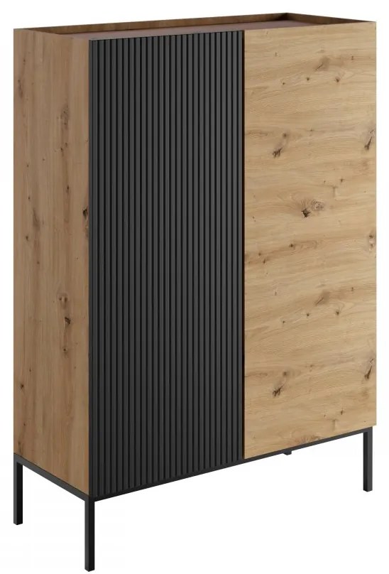 Komoda Zloriana 2D (dub artisan + čierna). Vlastná spoľahlivá doprava až k Vám domov. 1123311