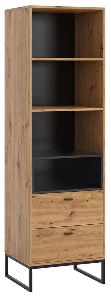 Knižnica Olier R60 OL04, Farby: biely / biely + dub artisan